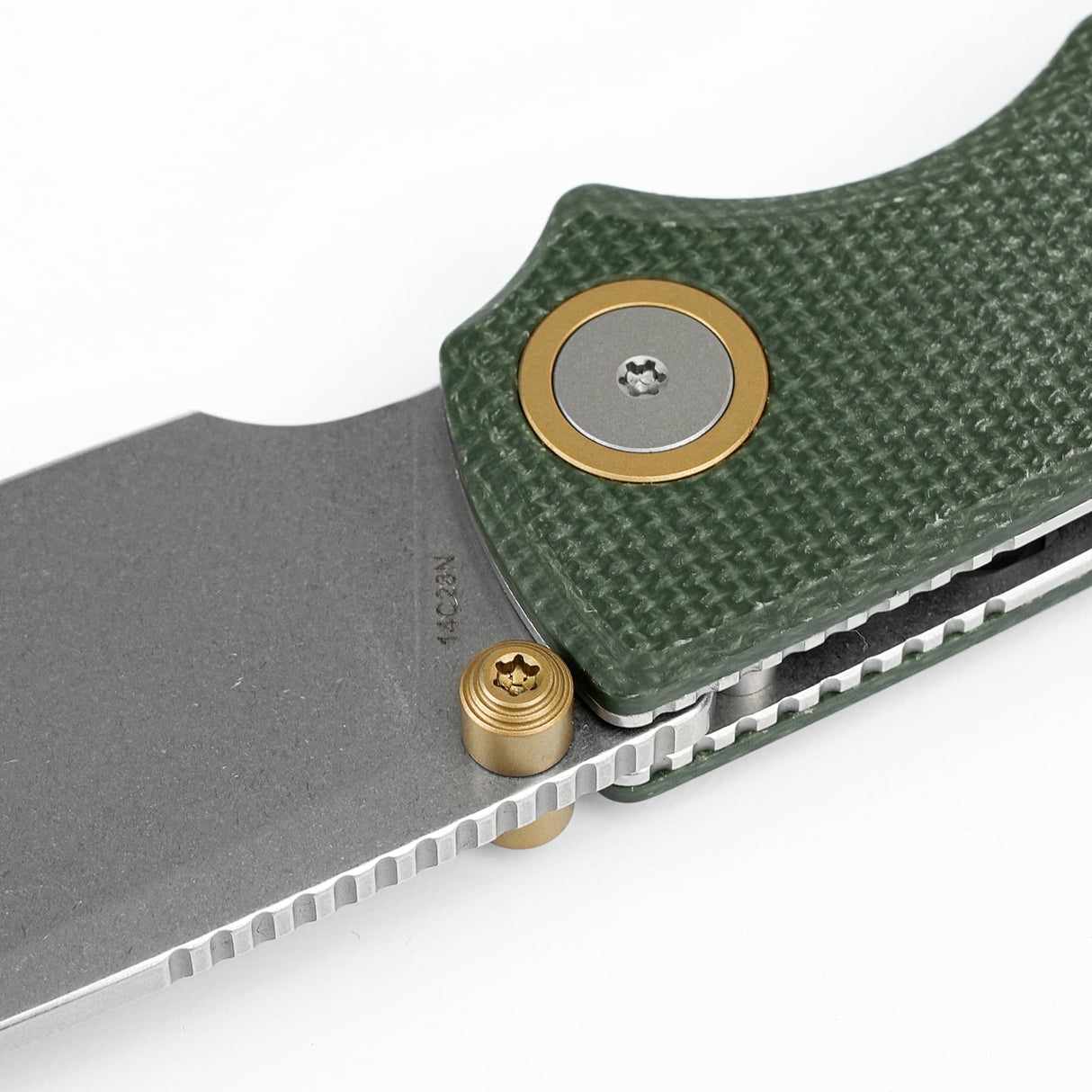 Porcupine Thumb Stud | Green Micarta + Stonewash 14C28N - A2611