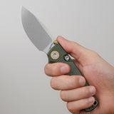 Porcupine Thumb Stud | Green Micarta + Stonewash 14C28N - A2611