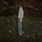 Porcupine Thumb Stud | Green Micarta + Stonewash 14C28N - A2611