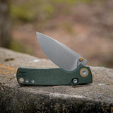 Porcupine Thumb Stud | Green Micarta + Stonewash 14C28N - A2611