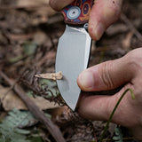 Porcupine Thumb Stud | Copper Raindrop Micarta + Stonewash 14C28N - A2613