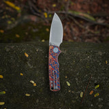 Porcupine Thumb Stud | Copper Raindrop Micarta + Stonewash 14C28N - A2613
