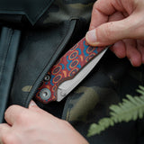 Porcupine Thumb Stud | Copper Raindrop Micarta + Stonewash 14C28N - A2613