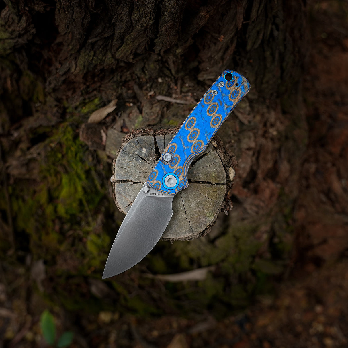 Porcupine Thumb Stud | Blue Ocean Micarta + Satin 14C28N - A2614