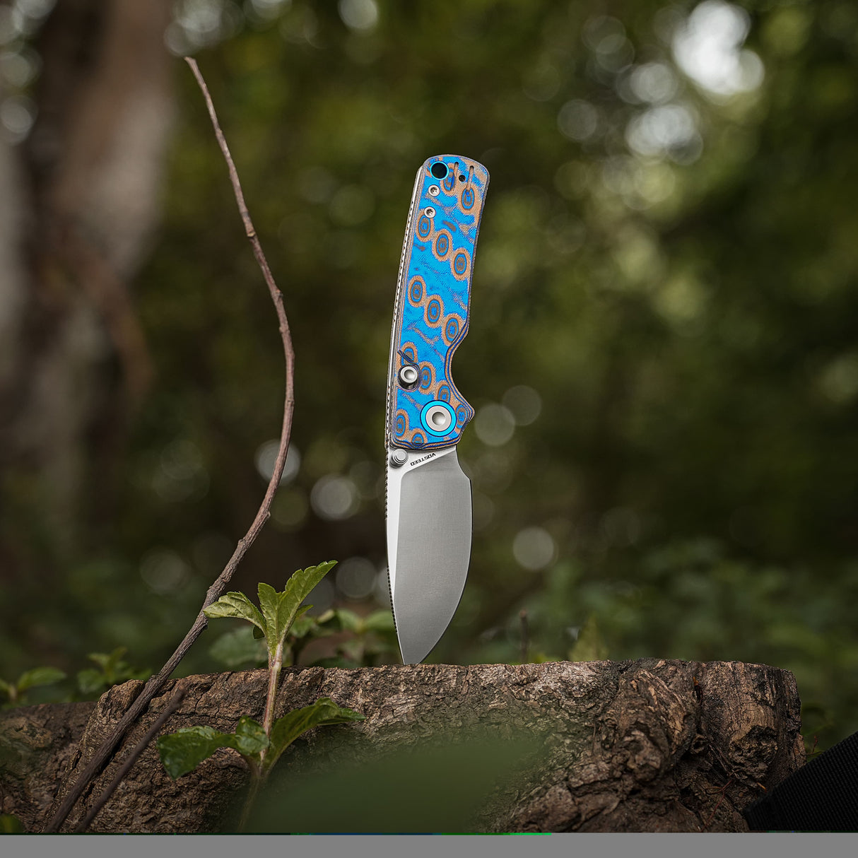 Porcupine Thumb Stud | Blue Ocean Micarta + Satin 14C28N - A2614