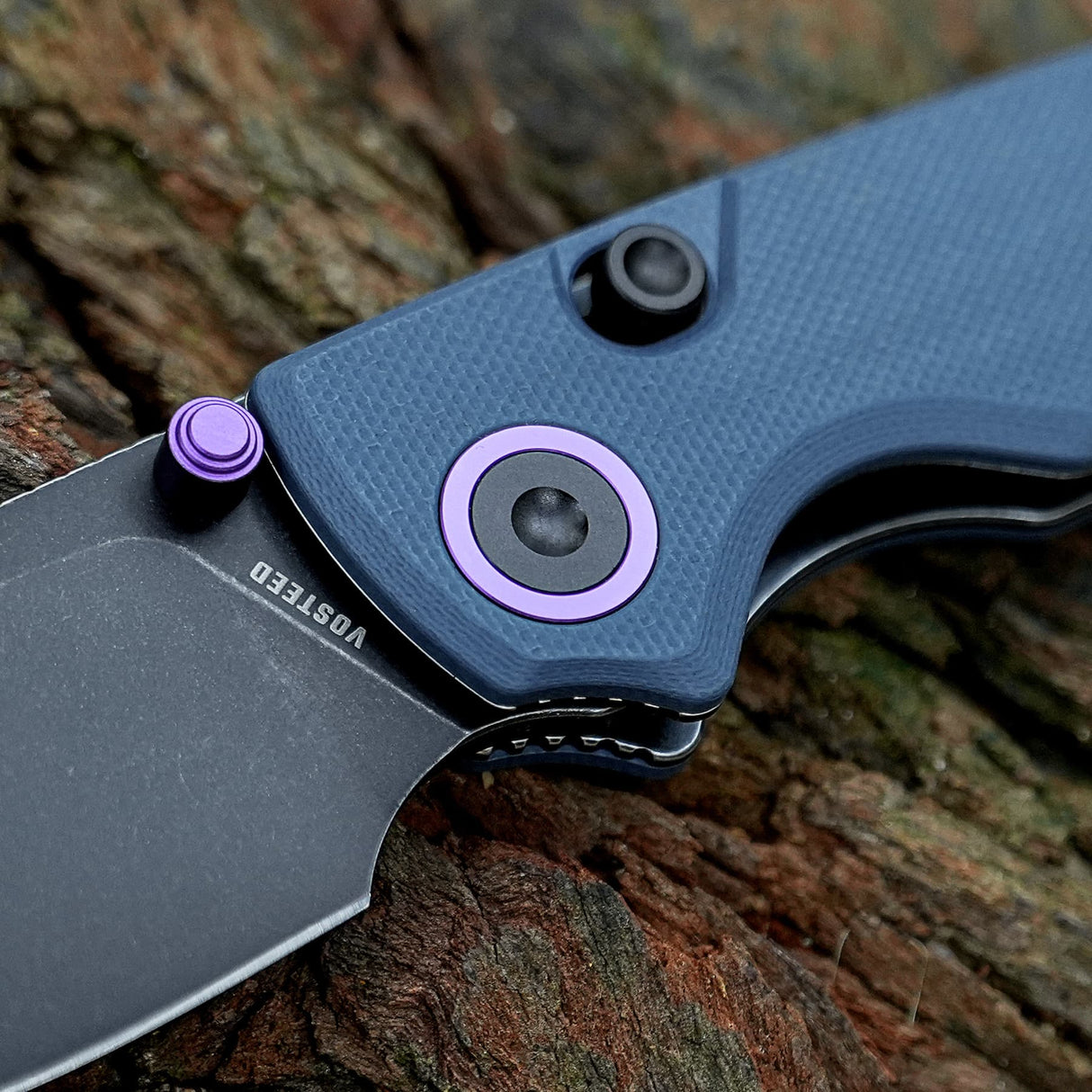 Porcupine Thumb Stud | Blue G10 + Blackwash 14C28N - A2627