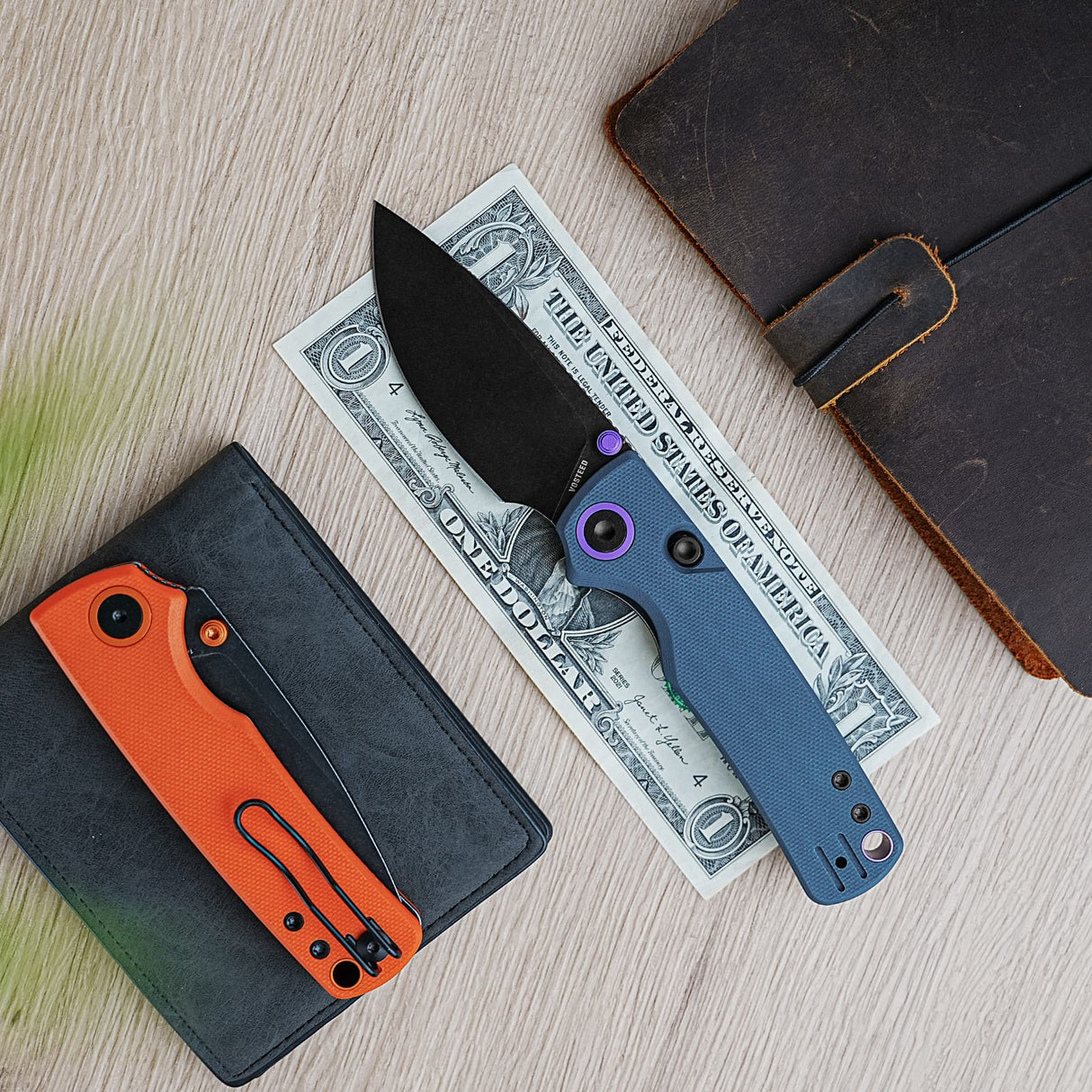 Porcupine Thumb Stud | Blue G10 + Blackwash 14C28N - A2627