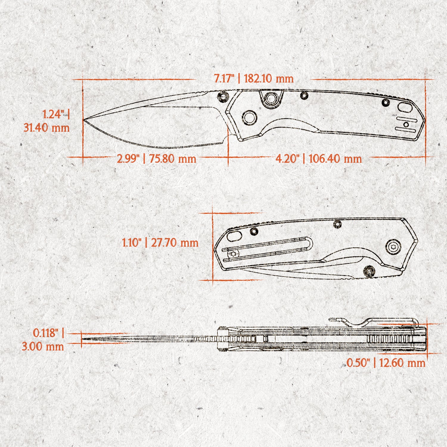 Psyop 299 | Natural Norplex UltreX Micarta™ + Stonewash S35VN - A2229