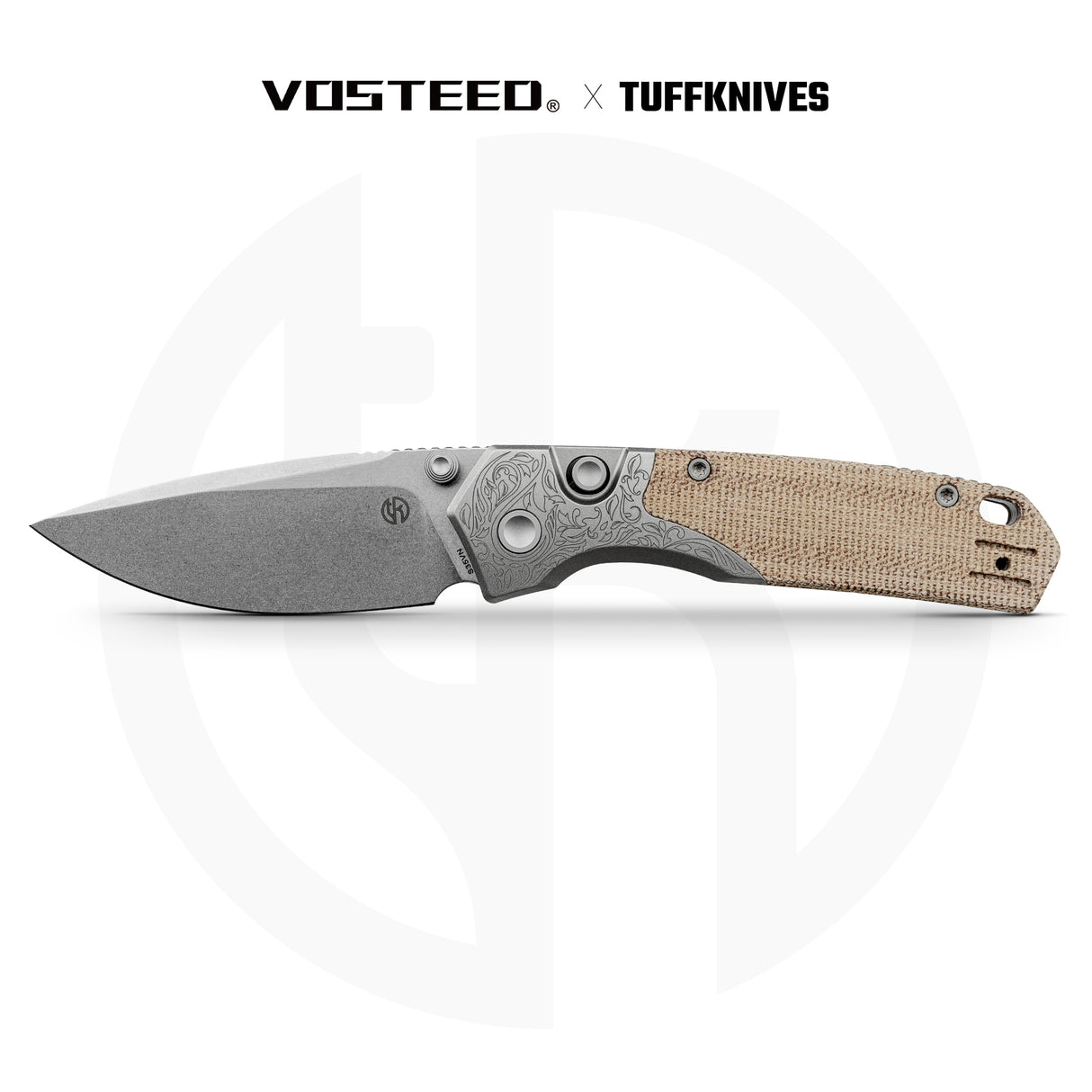 Psyop 299 | Natural Norplex UltreX Micarta™ Engraved Ti Bolster + Stonewash S35VN - A2232