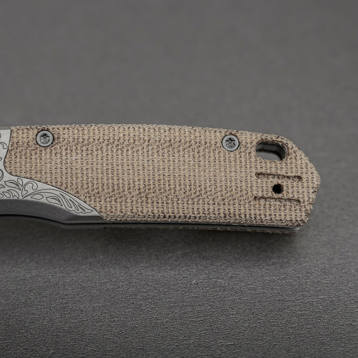 Psyop 299 | Natural Norplex UltreX Micarta™ Engraved Ti Bolster + Stonewash S35VN - A2232