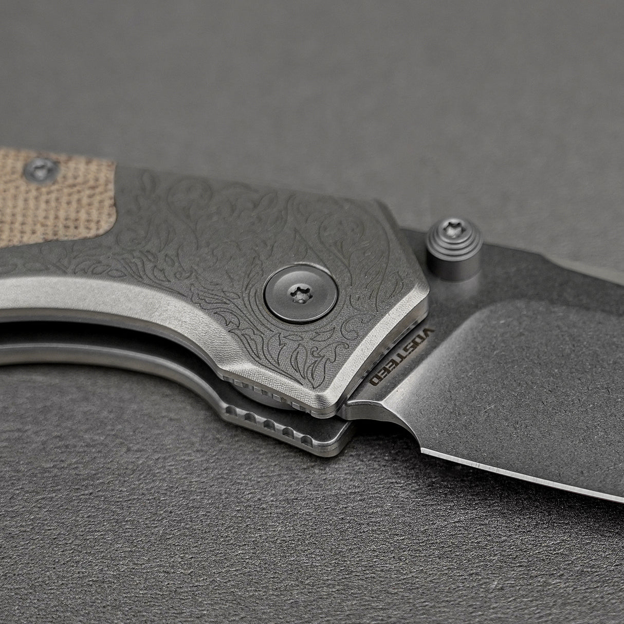 Psyop 299 | Natural Norplex UltreX Micarta™ Engraved Ti Bolster + Stonewash S35VN - A2232