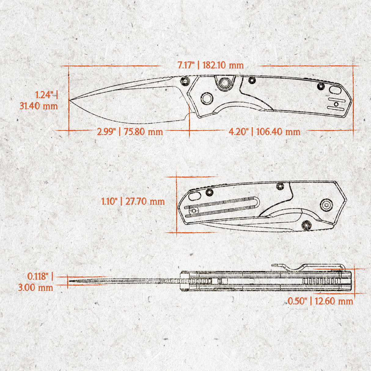 Psyop 299 | Brown GID Micarta™ Ti Bolster + Satin S35VN - A2238
