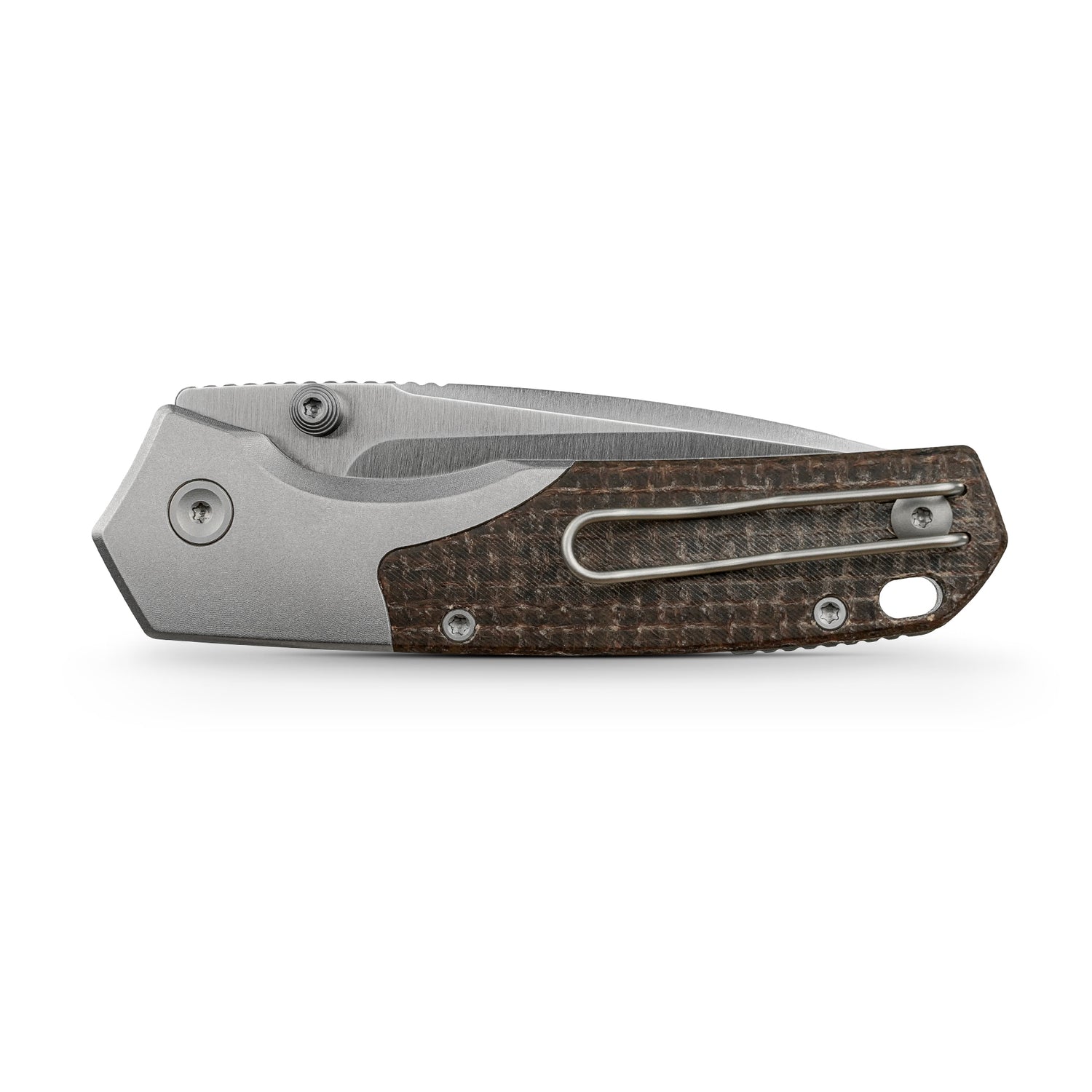 Psyop 299 | Brown GID Micarta™ Ti Bolster + Satin S35VN - A2238