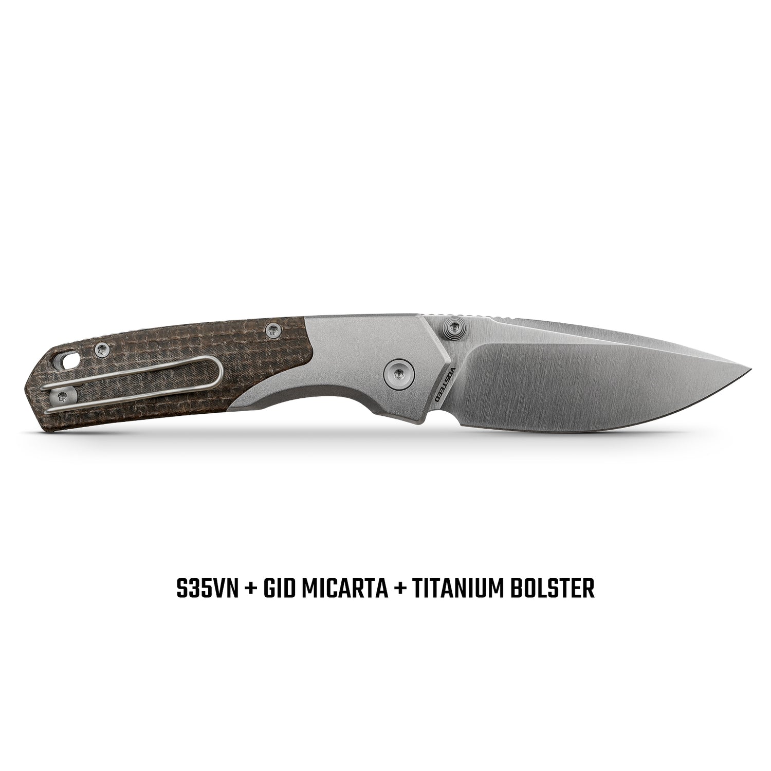 Psyop 299 | Brown GID Micarta™ Ti Bolster + Satin S35VN - A2238