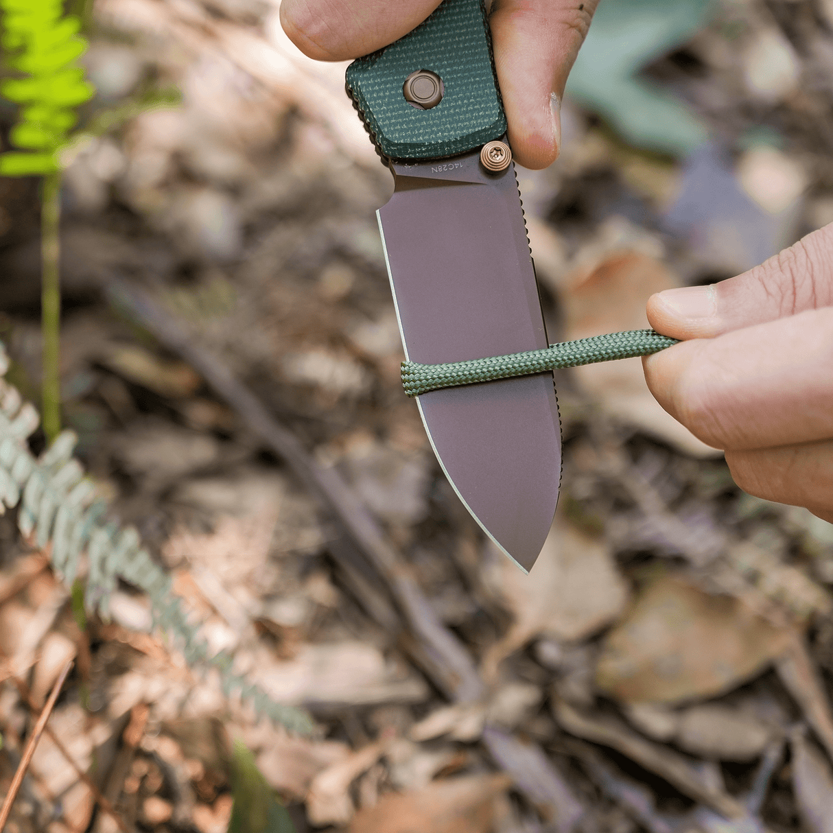 Raccoon 2.0 Top Liner Lock | Green Micarta + 14C28N Drop Point - A2907