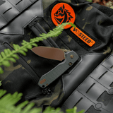 Raccoon 2.0 Top Liner Lock | Green Micarta + 14C28N Drop Point - A2907