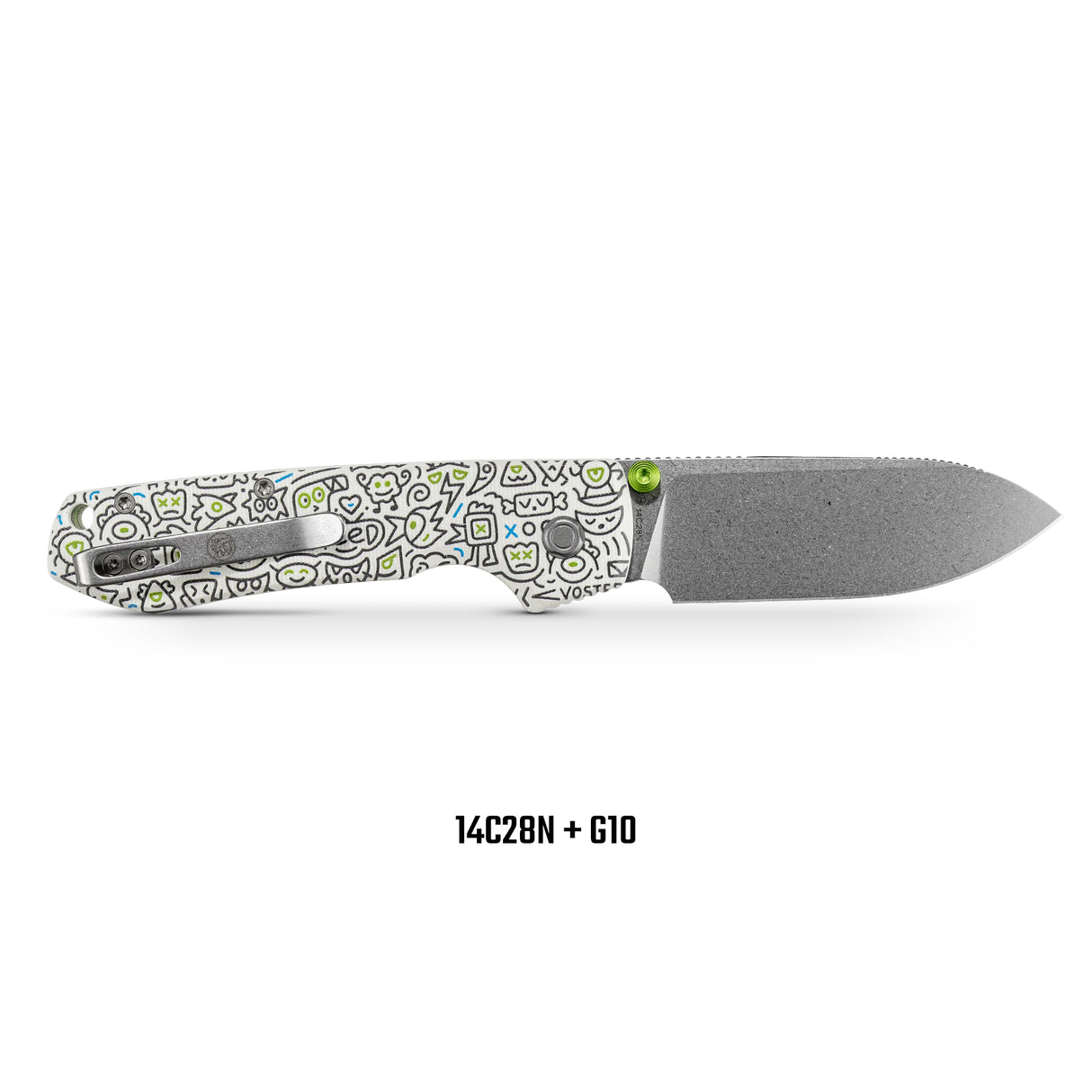 Raccoon 2.0 - Top Liner Lock | Doodle Monster™ White G10 + Satin 14C28N - A2933
