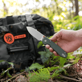 Raccoon 2.0 - Top Liner Lock | Green Micarta + 14C28N Drop Point - A2904