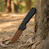 Raccoon 2.0 Top Liner Lock | Black Micarta + Copper Dune 14C28N Sheepsfoot - A2928