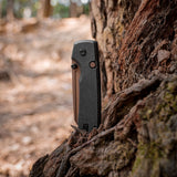 Raccoon 2.0 Top Liner Lock | Black Micarta + Copper Dune 14C28N Sheepsfoot - A2928