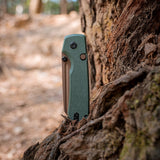 Raccoon 2.0 Top Liner Lock | Green Micarta + Copper Dune 14C28N Sheepsfoot - A2929