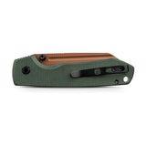 Raccoon 2.0 Top Liner Lock | Green Micarta + Copper Dune 14C28N Sheepsfoot - A2929