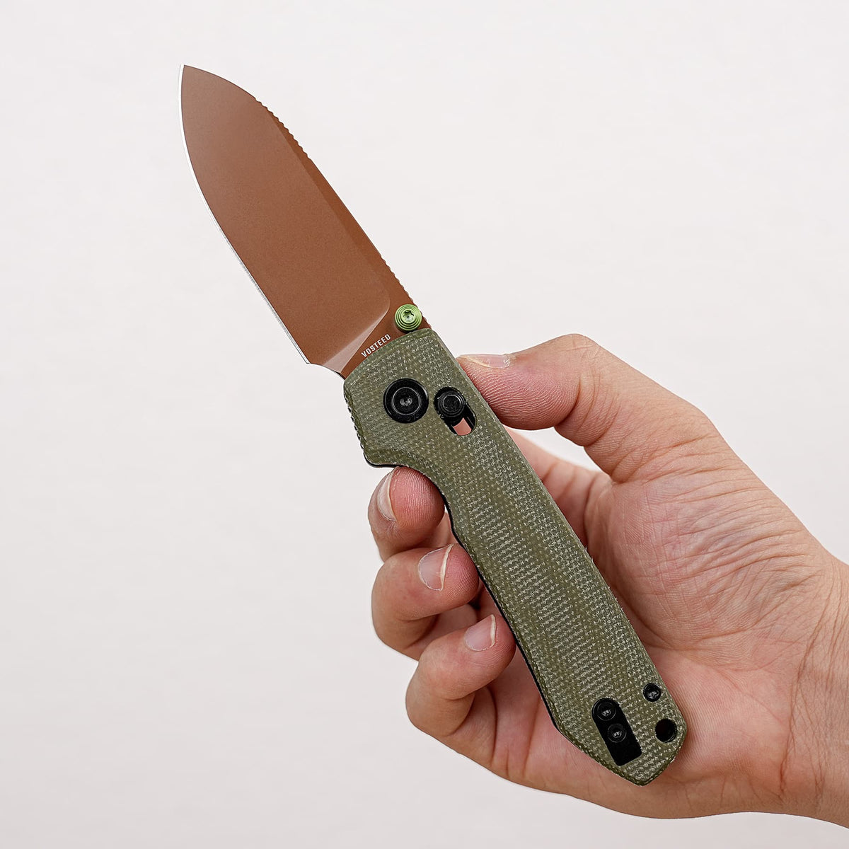 Raccoon Crossbar 2.0 ModSwap™ | Green Micarta + Copper Dune Nitro-V - A4905