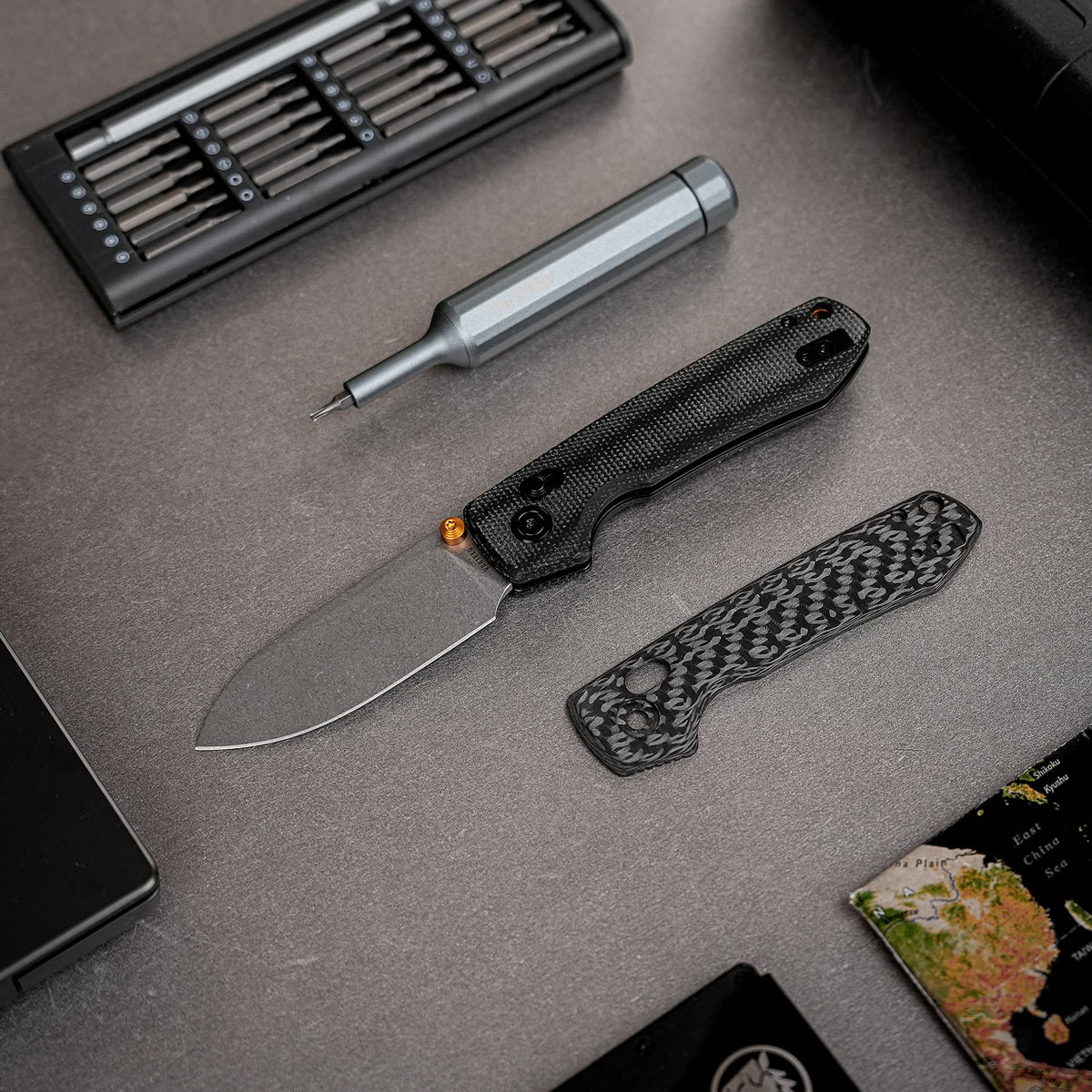 Raccoon Crossbar 2.0 ModSwap™  | Black Micarta + Stonewash Nitro-V - A4906