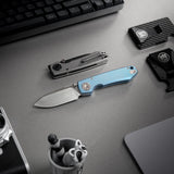 Raccoon V | Blue Titanium + Satin Blade
