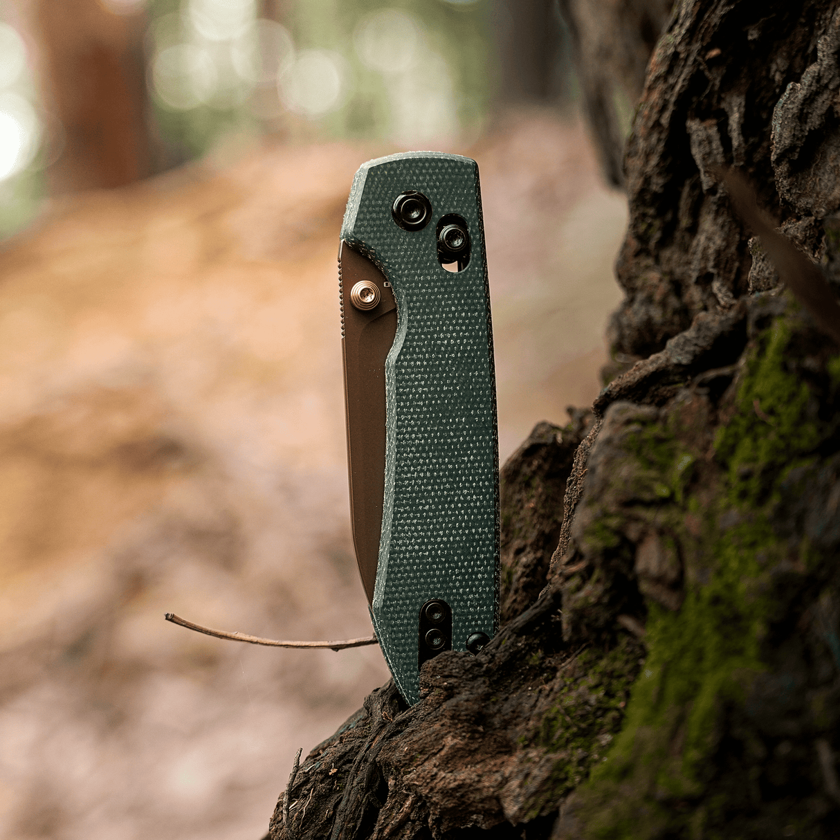Raccoon - Crossbar Lock | Green Micarta + 14C28N Drop Point - A0540