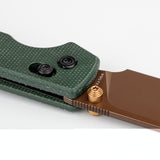 Raccoon - Crossbar Lock | Green Micarta + 14C28N Drop Point - A0540