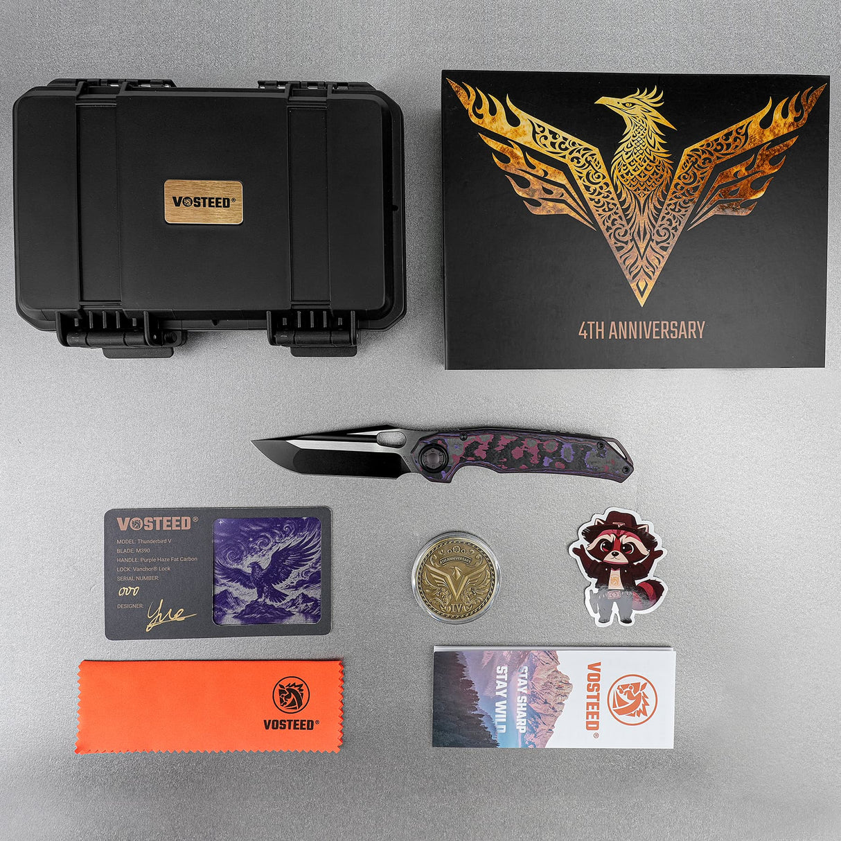 Thunderbird V | FatCarbon Purple Haze + Ti PVD Belt Satin M390 - A0319