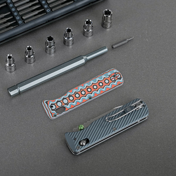 Vombat Handle Scales - Bamboo Micarta Coral Orbit