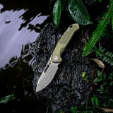 Zander - Vanchor Lock® | Olive Green Aluminium + Stonewash S35VN - A4602