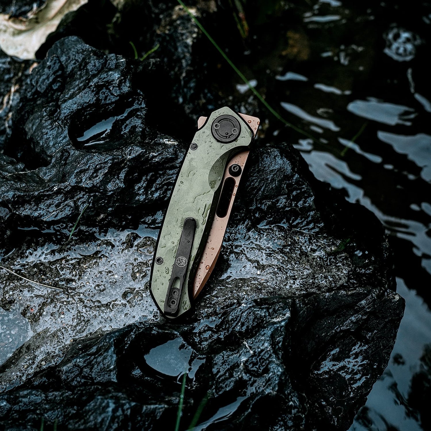 Zander - Vanchor Lock® | Olive Green Aluminium + Coper Dune S35VN - A4604