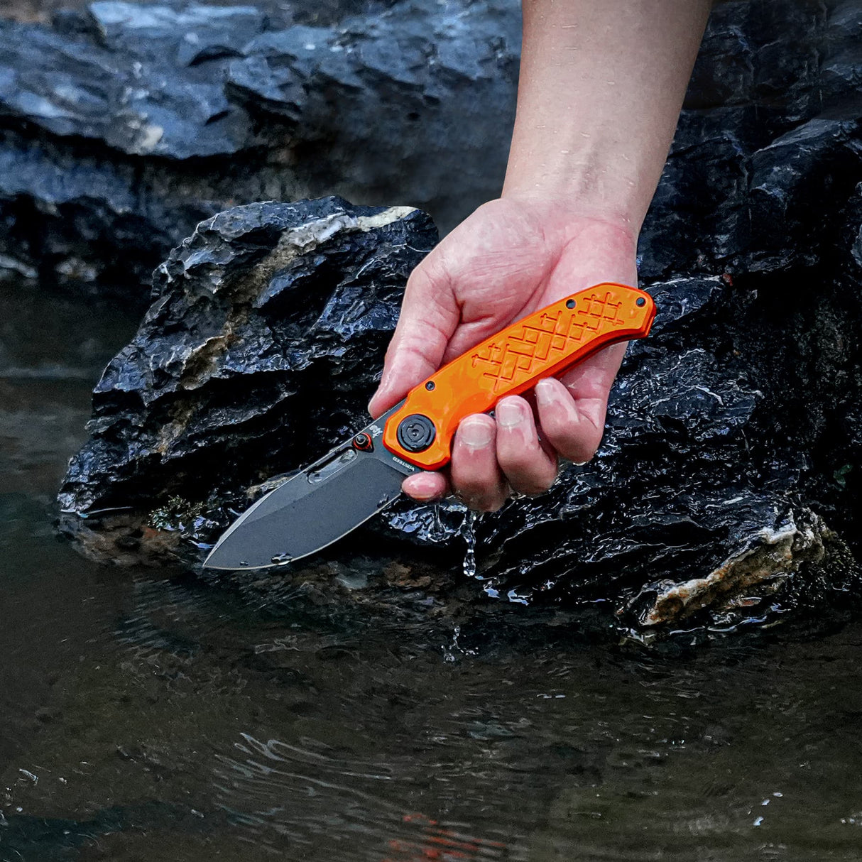 Zander - Vanchor Lock® | Orange Aluminium + Blackwash S35VN - A4606